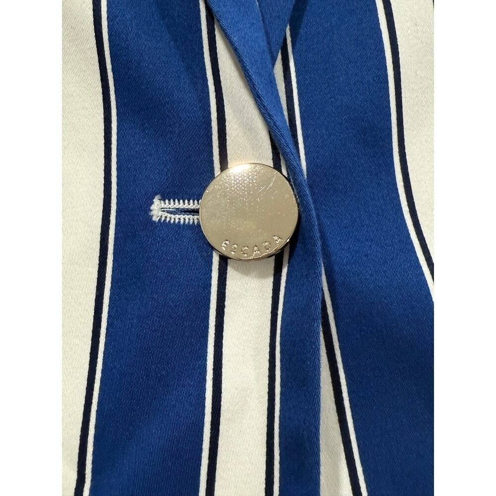 Escada Cabana Womens Blue White Striped Blazer Jacket Size 40 US 10 W87 - Picture 4 of 12